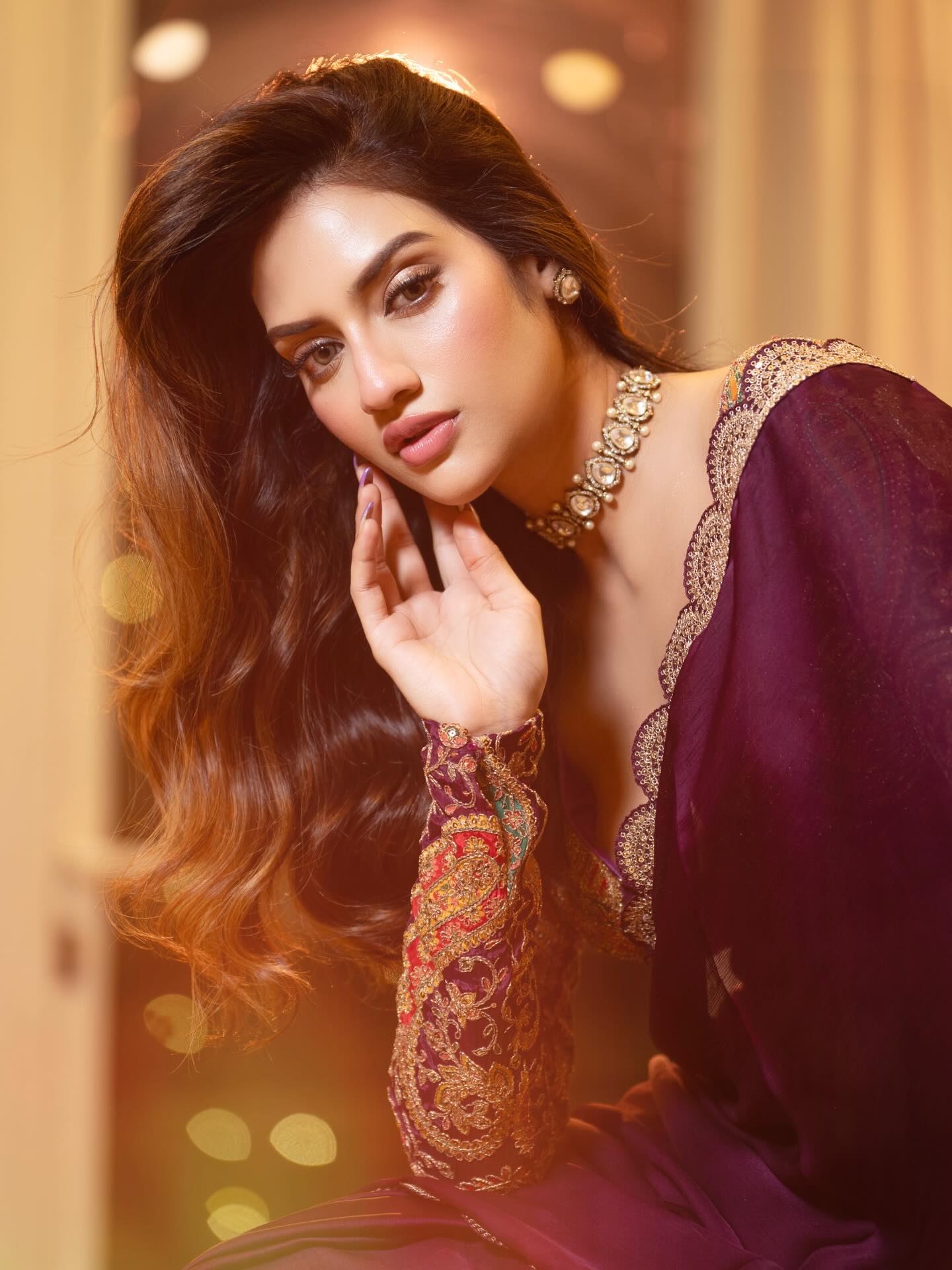 Nussrat Jahan In Royal Saree With Fierce Poise