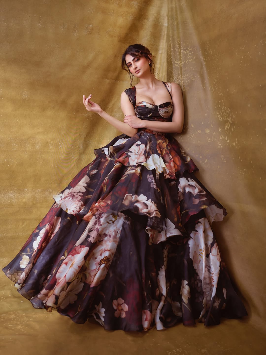Palak Tiwari's Regal Pose In A Floral Ball Gown