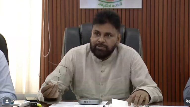 Pawan Kalyan addressing party leaders about earning power through public service and supporting Chandrababu Naidu’s stable government