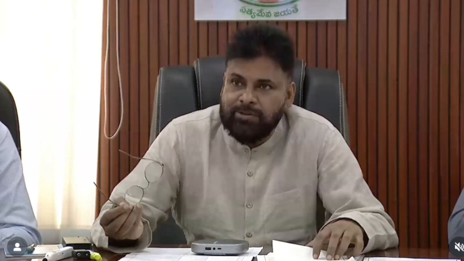 Pawan Kalyan addressing party leaders about earning power through public service and supporting Chandrababu Naidu’s stable government