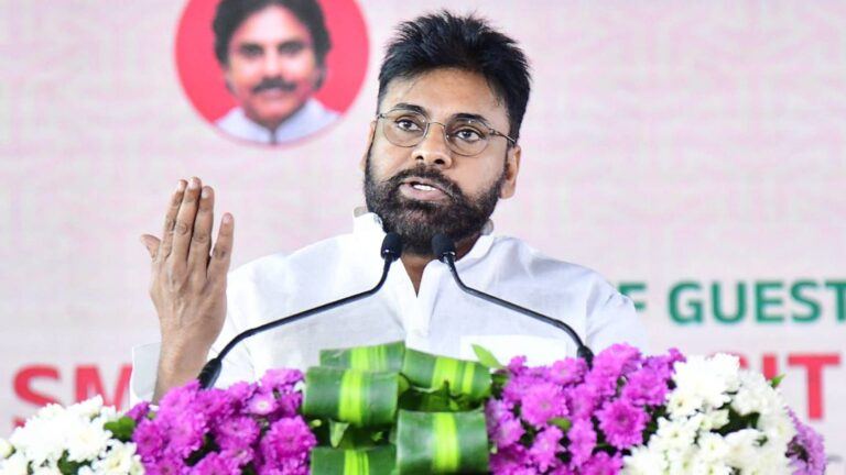 Pawan Kalyan speaking at a public event