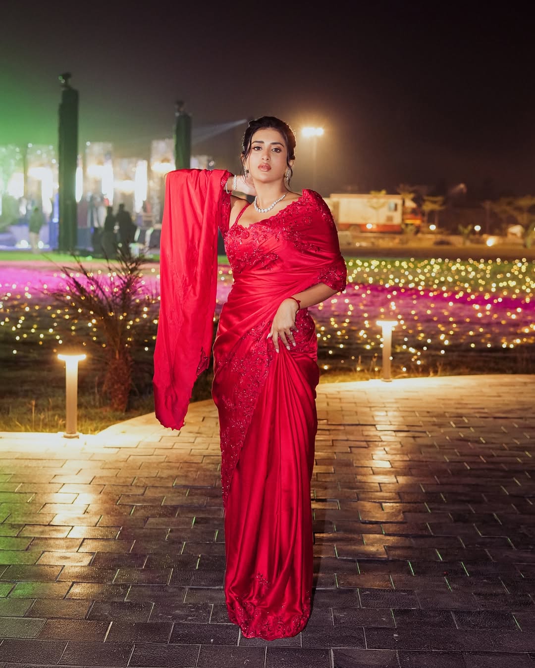 Rashi Singh Glamorous Red Saree Photoshoot Style