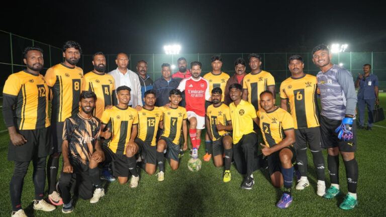 Revanth Reddy practising for Messi match