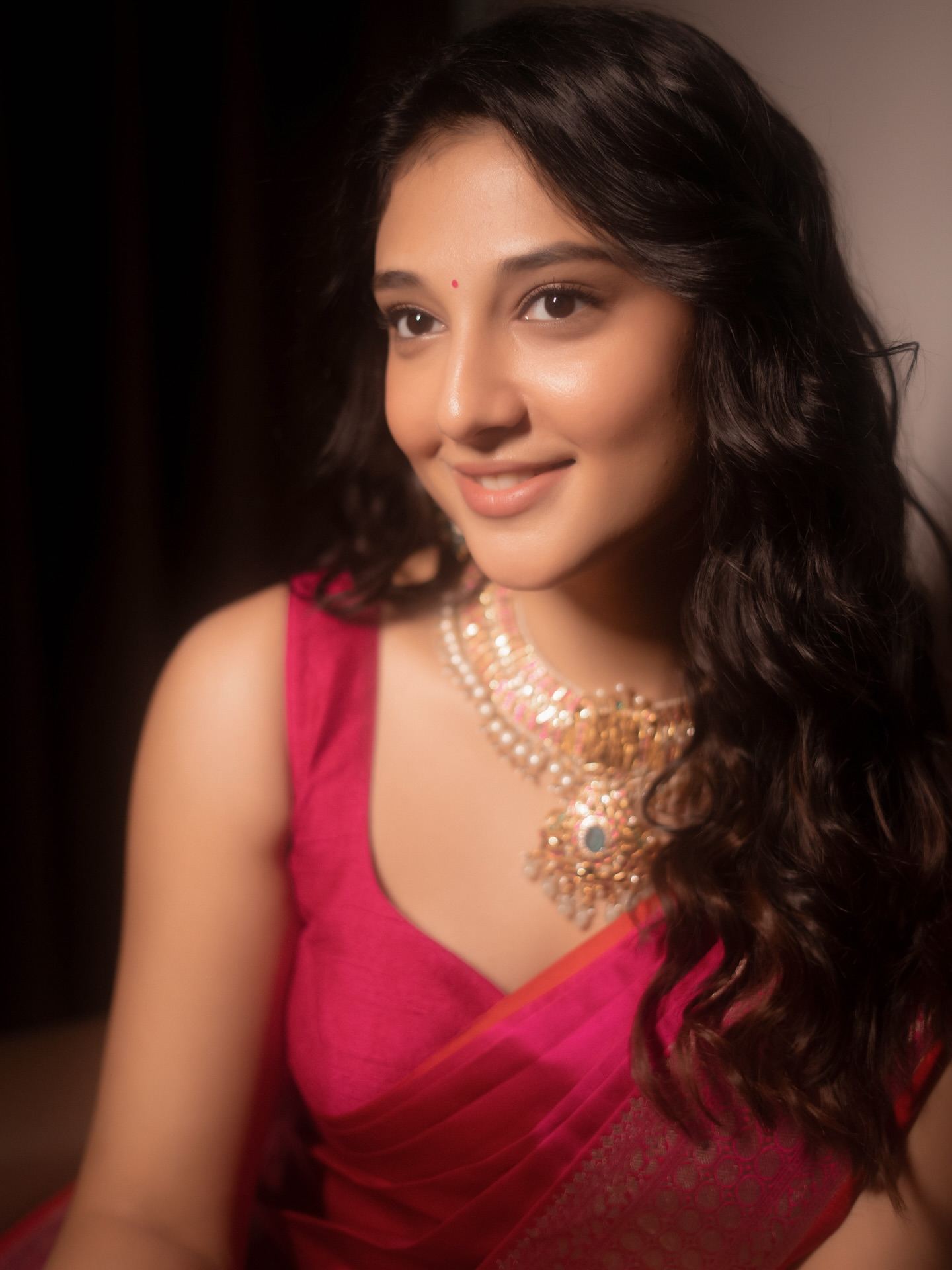 Ritika Nayak Soft Smile In Pink Silk Saree