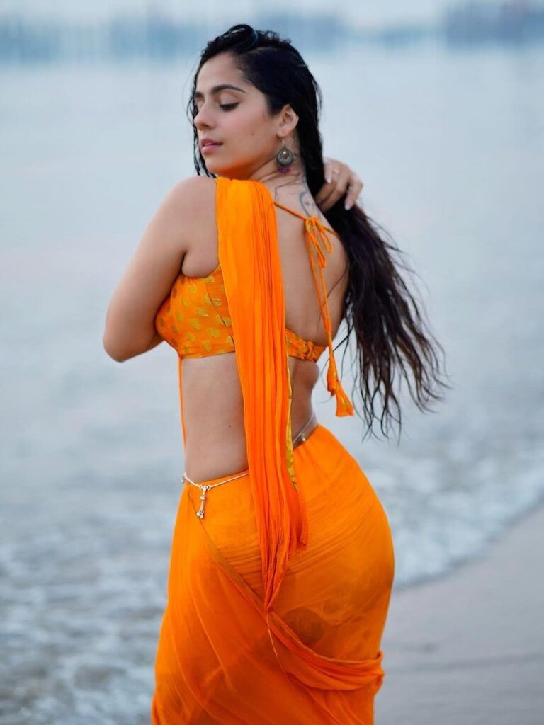 Rose Sardana Poses Boldly In Orange Saree Look!