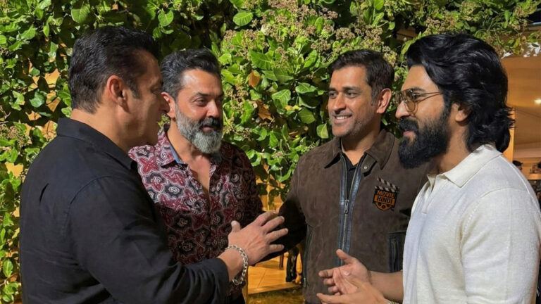 Salman Khan with MS Dhoni and Ram Charan