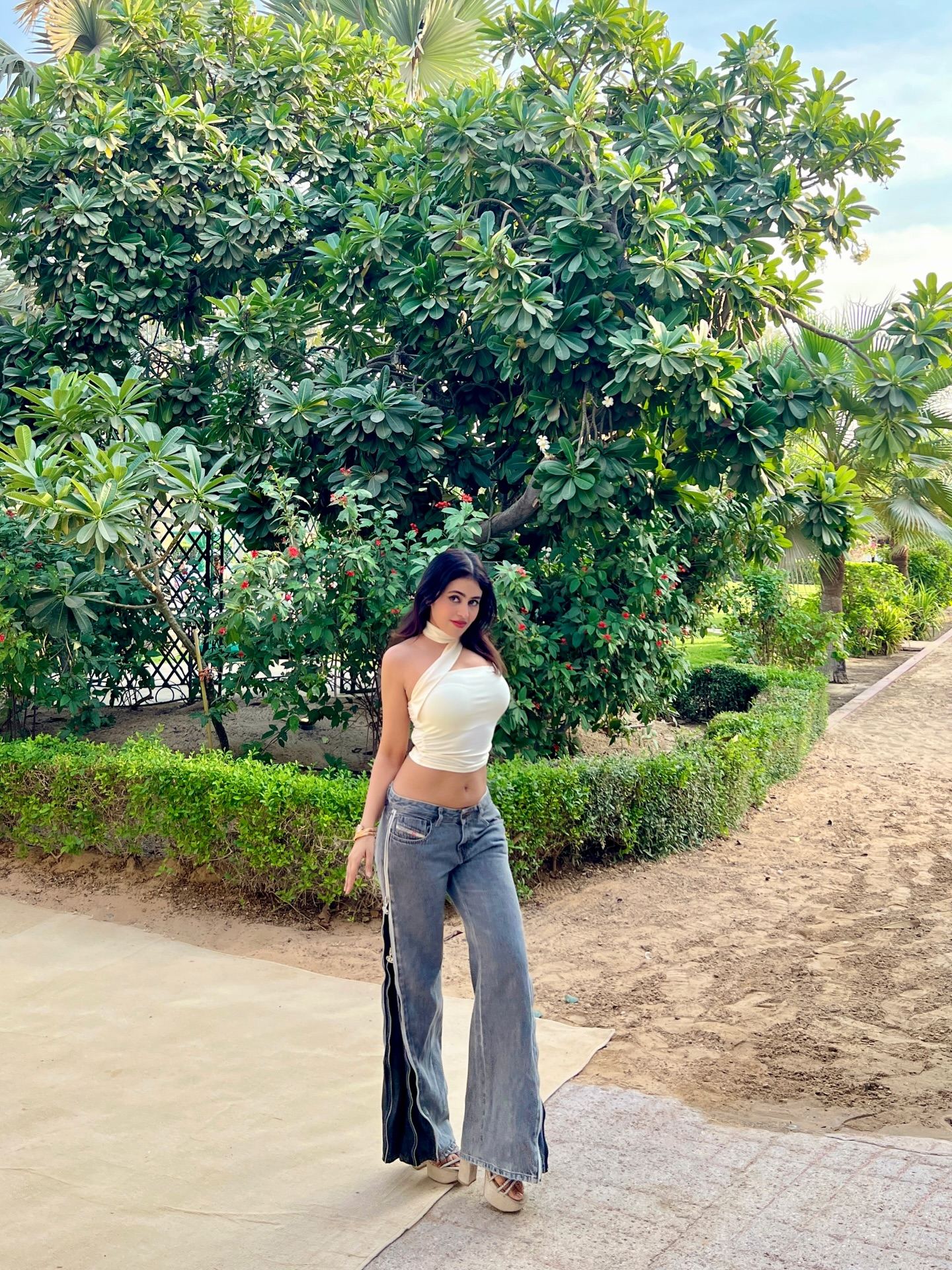 Shobhita Rana In Ivory Halter Top With Bold Pose