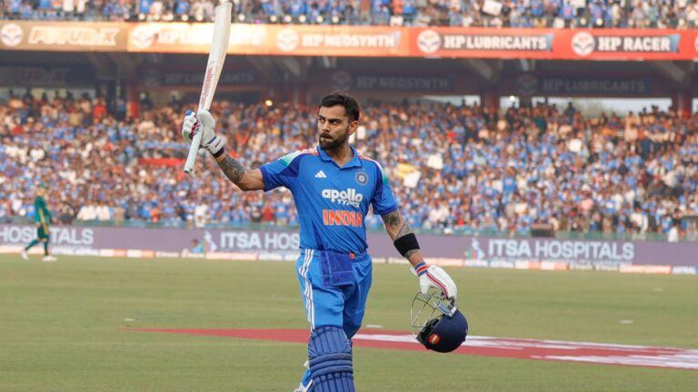 Virat Kohli celebrates ODI century