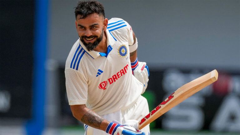 Virat Kohli during Test match action