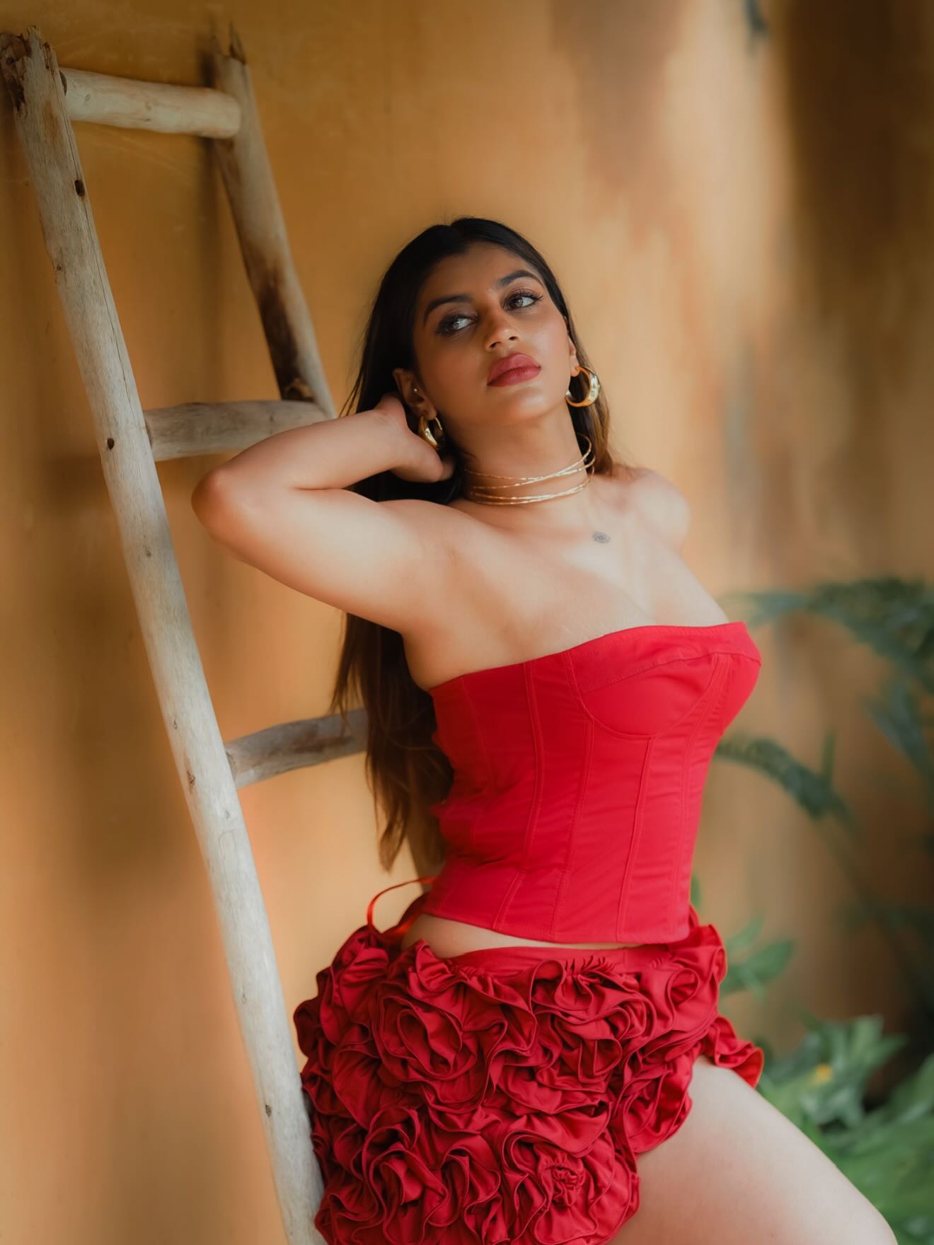 Shimmering Red Ruffles On Yashika Aannand Turn Heads