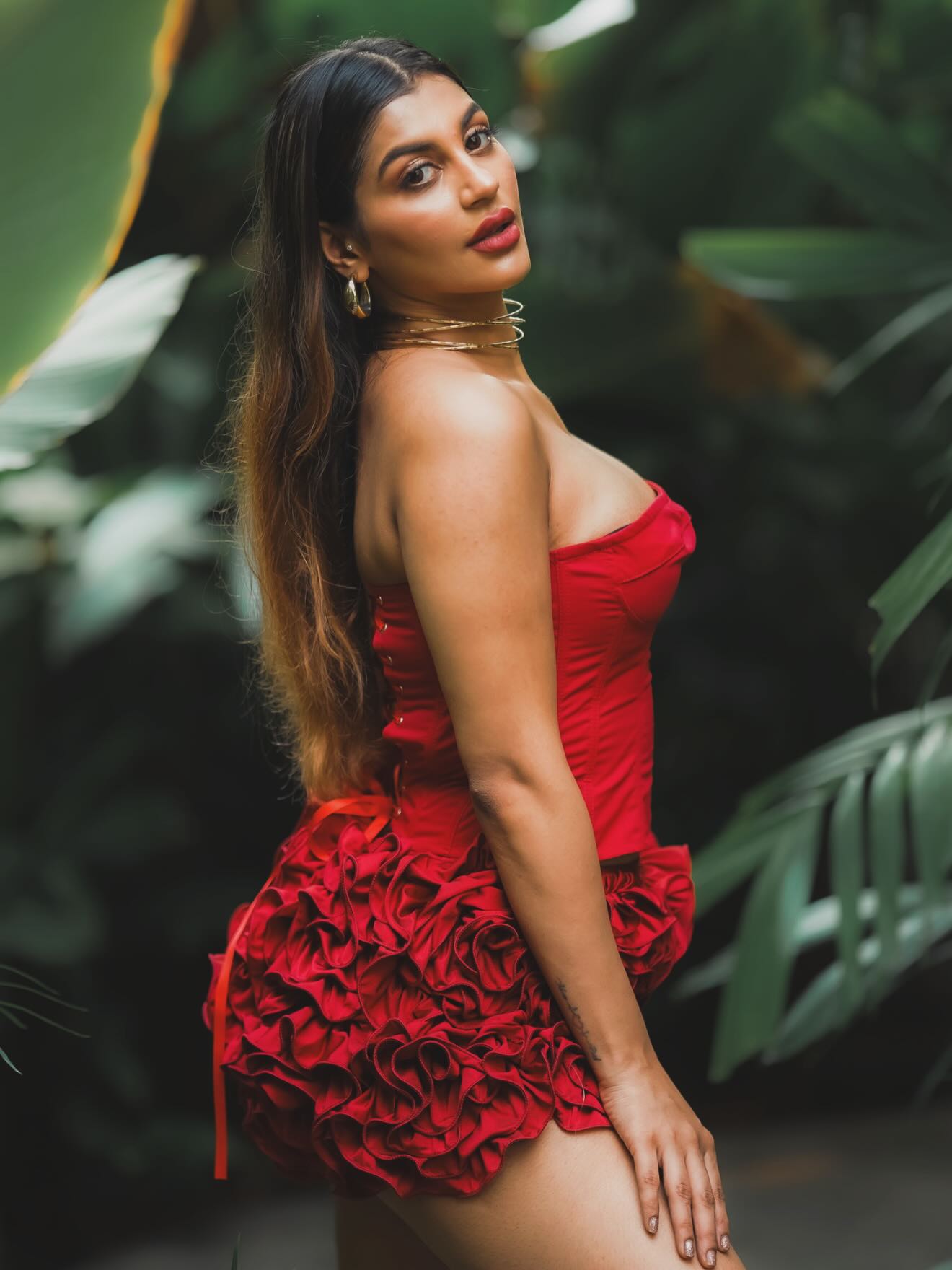 Yashika Aannand Rocks Red Ruffle Dress With Attitude