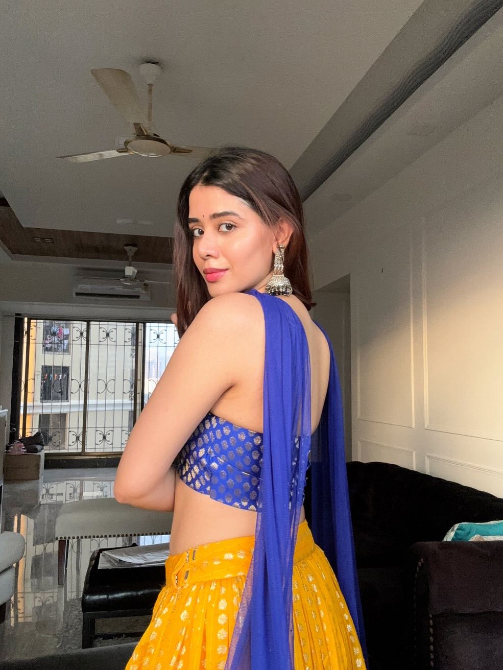 Aarti Chhikara Posing In Yellow Ethnic Lehenga!!