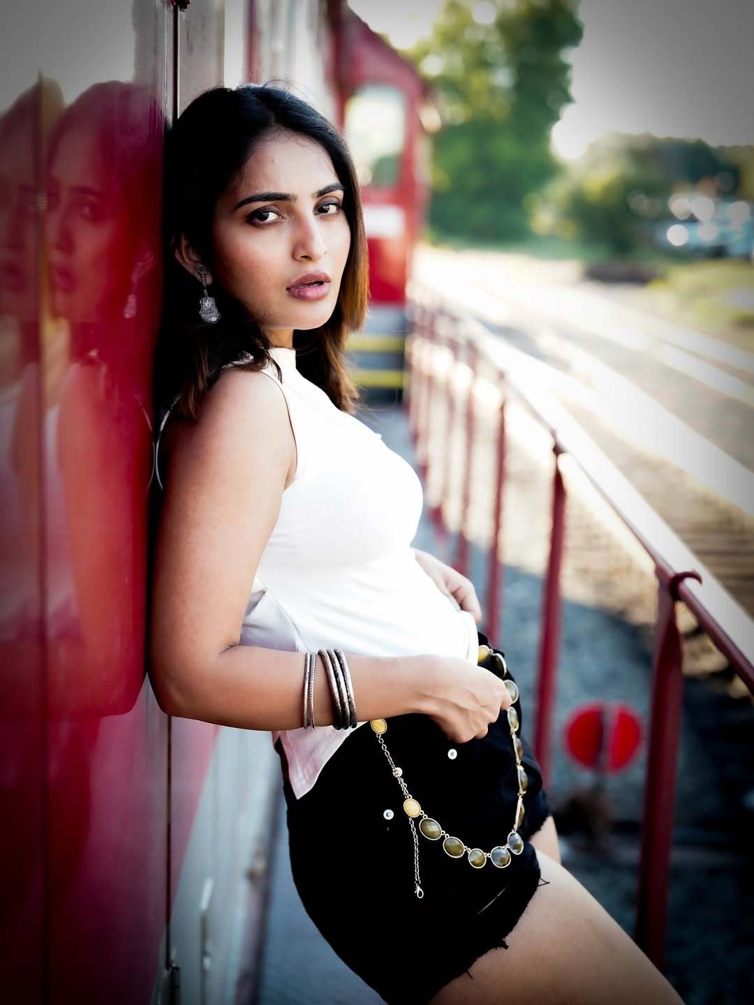 Ananya Nagalla Slays In Black Denim Hot Shorts