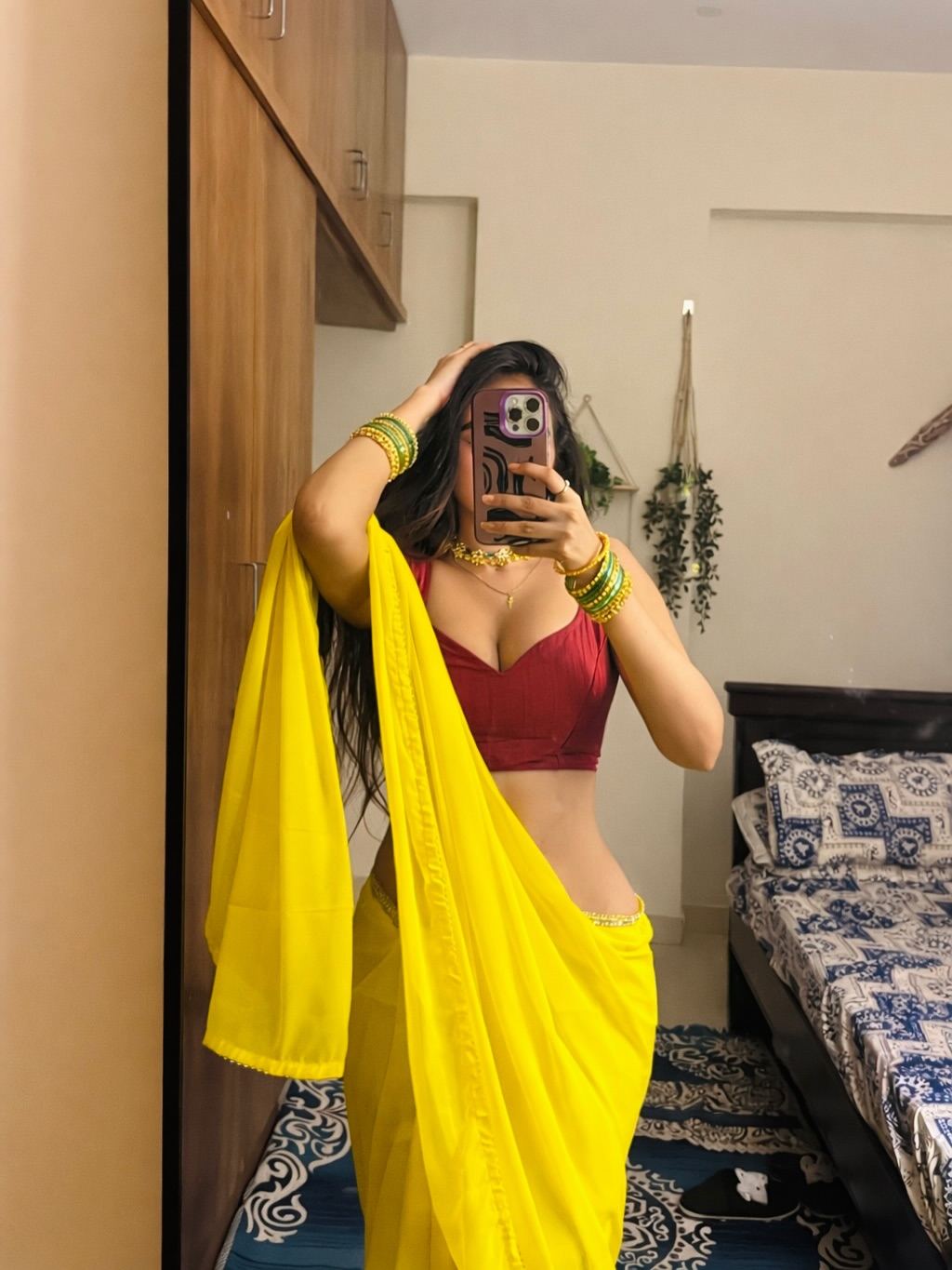 Radiant Mirror Selfie Of Aparna Reddy In Saree.