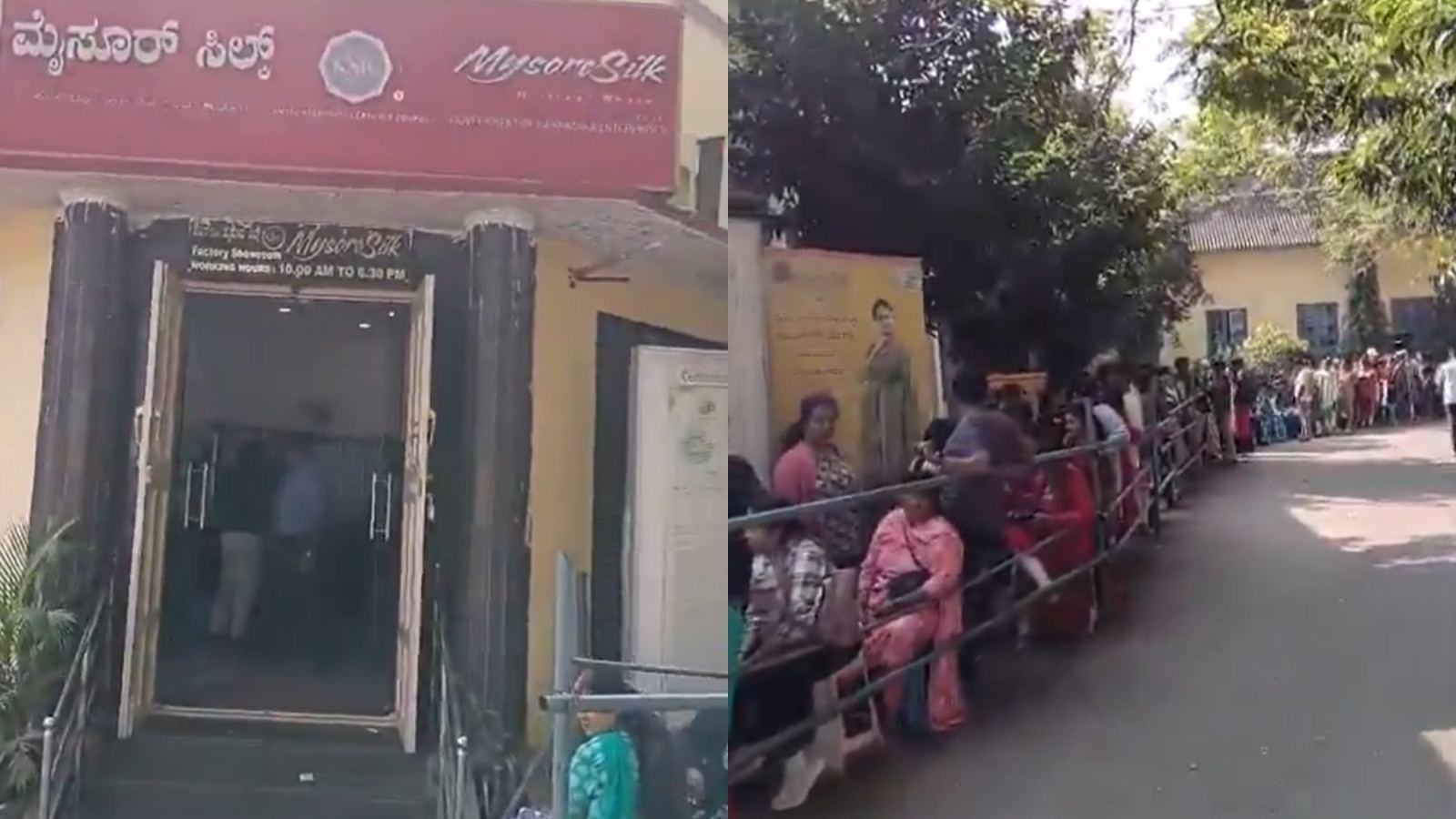 Crowds buying Mysuru silk sarees