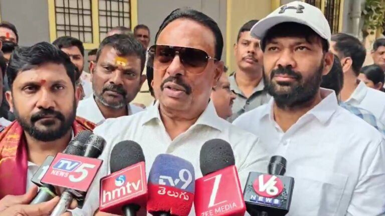 Danam Nagender speaking to media