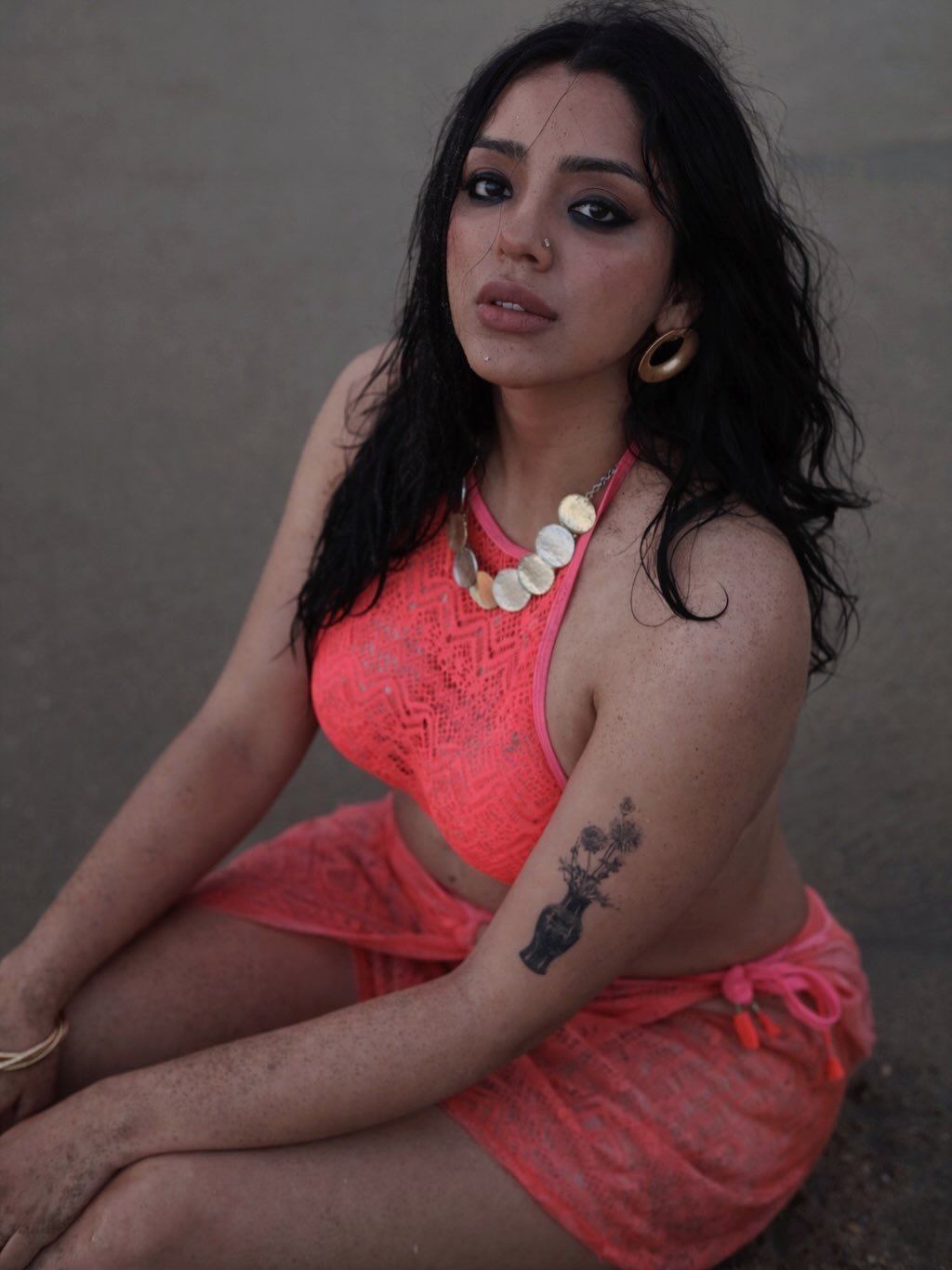 Deviyani Sharma Sporting Edgy Floral Arm Tattoo