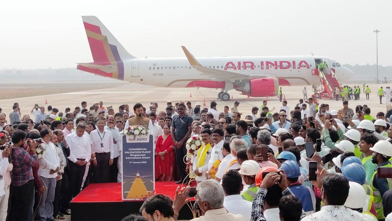 First Flight Lands at Bhogapuram Airport