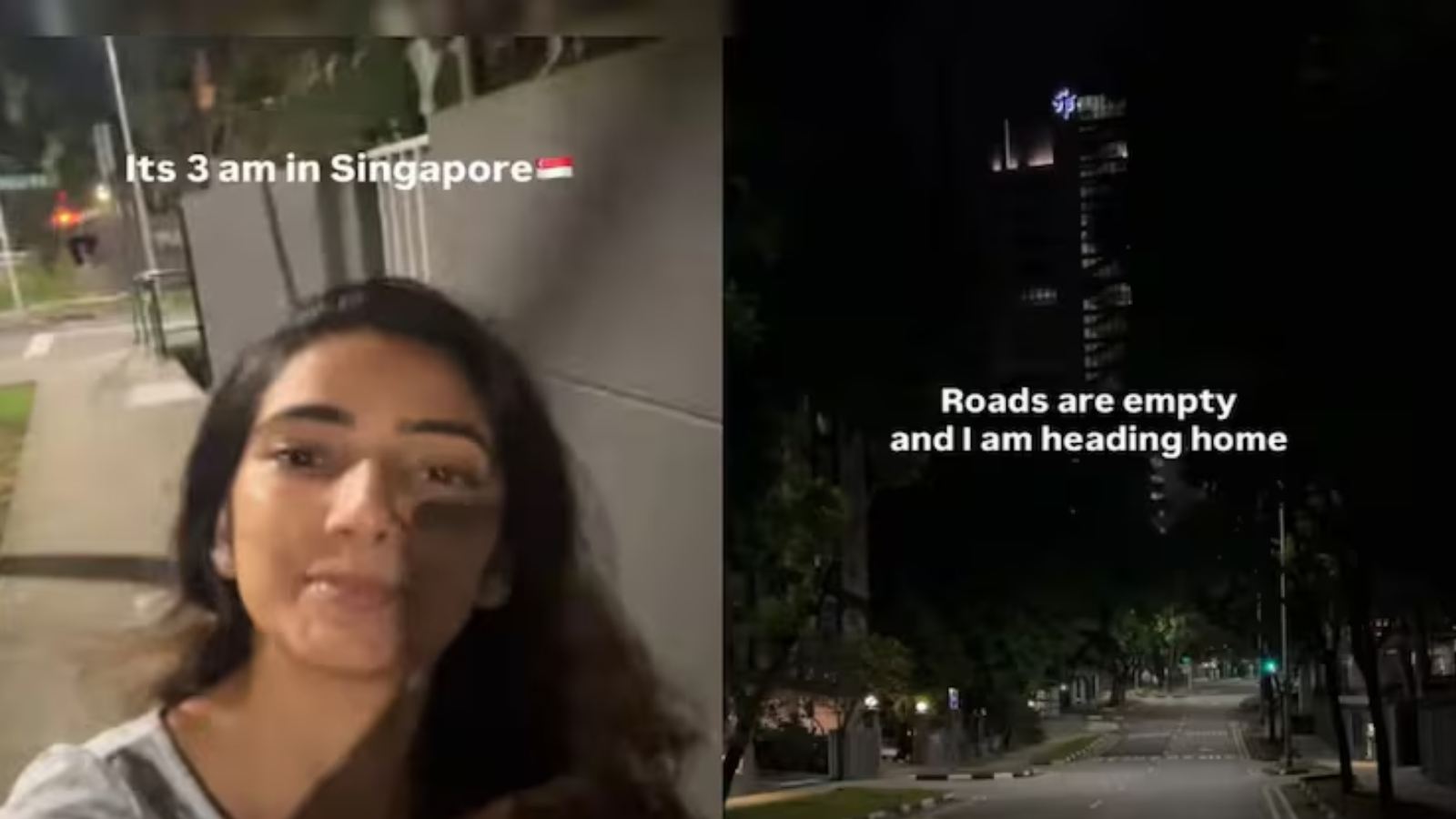 Indian woman walking alone at night Singapore
