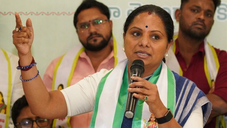 Kavitha speaks at press meet on Jagruthi Party