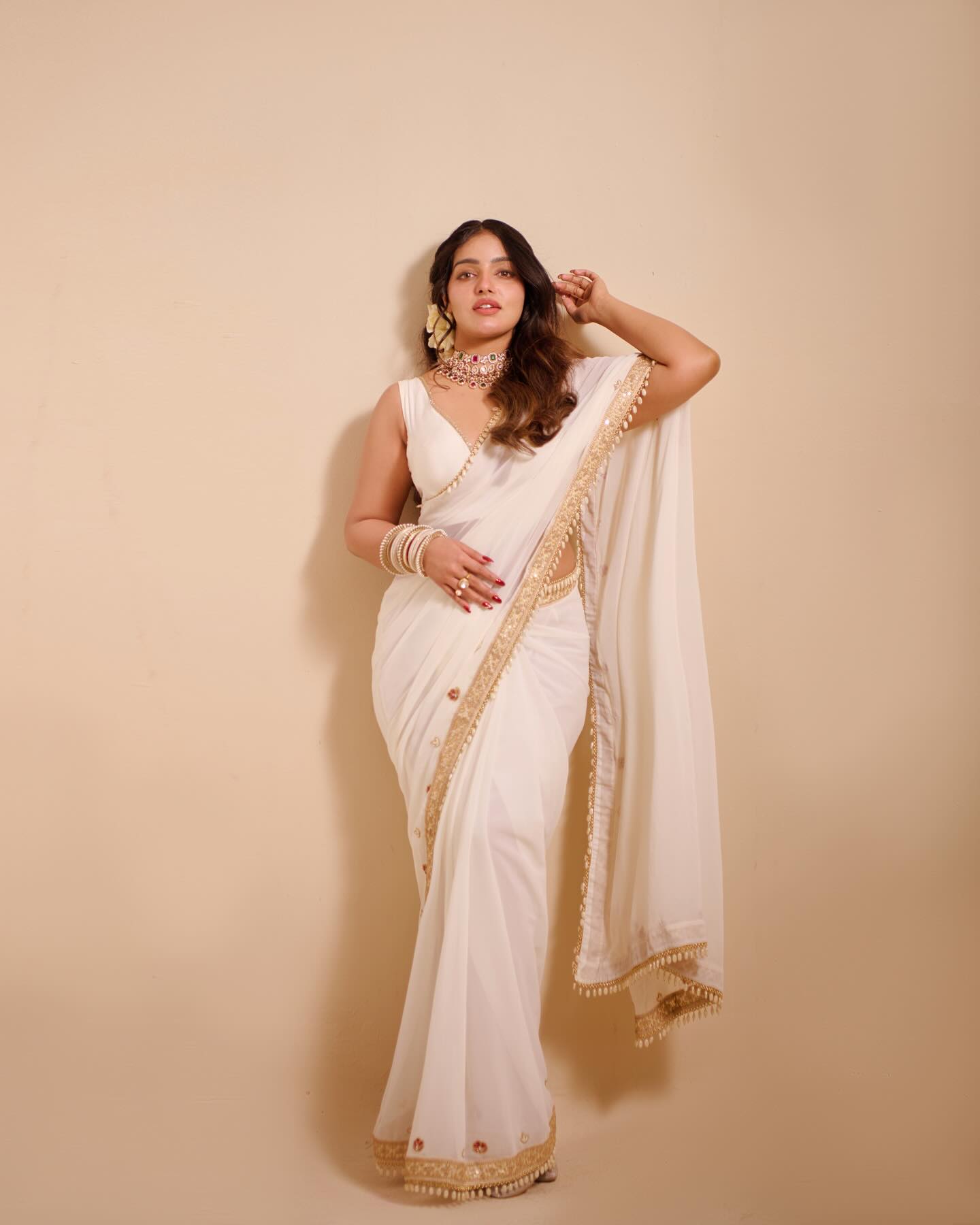 Malavika Menon Timeless Ivory Saree Fashion Moment