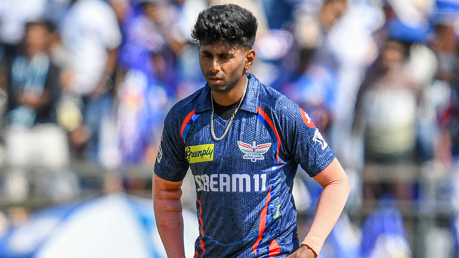 Mayank Yadav bowling at full pace