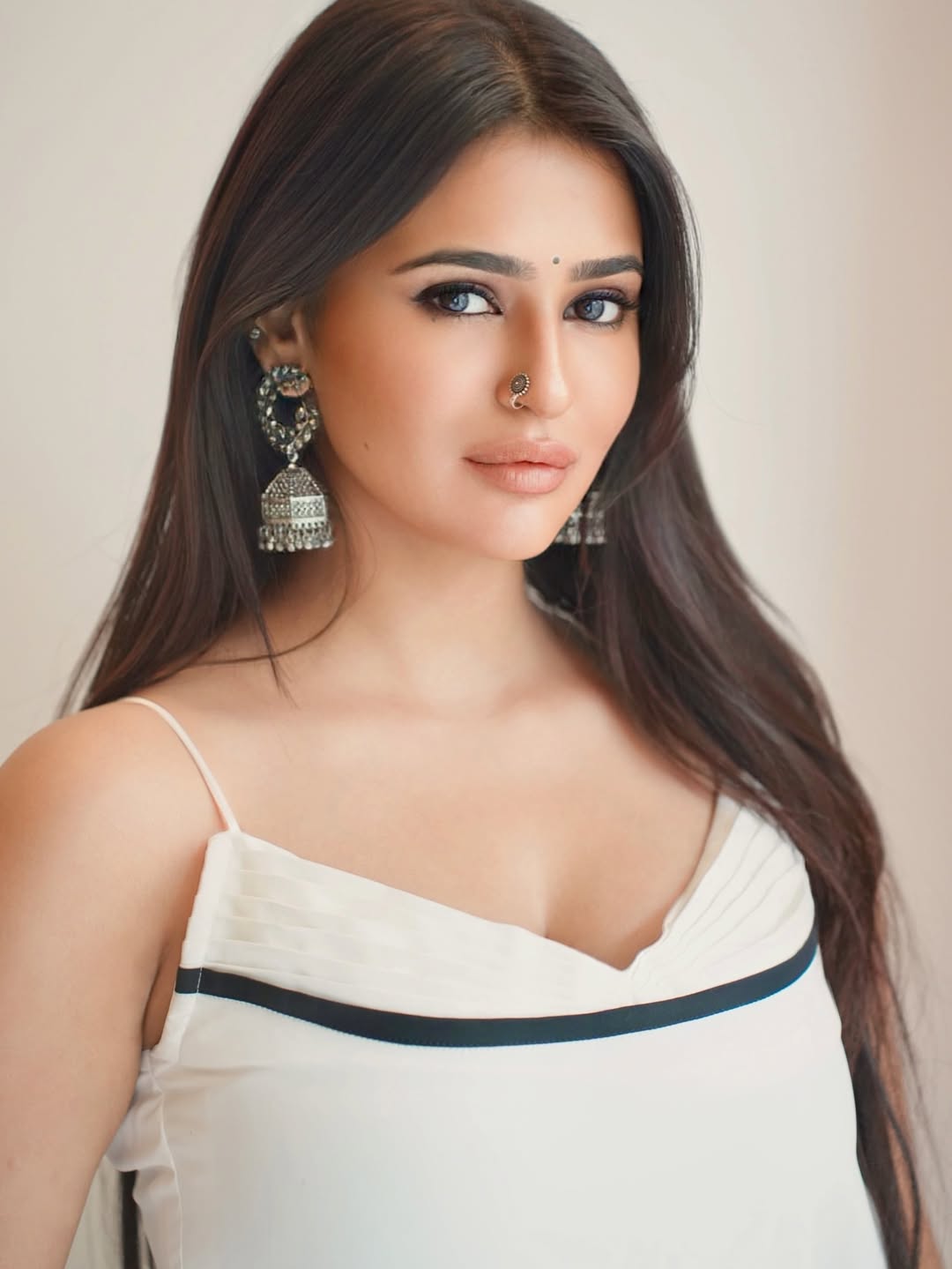 Prakriti Pavani Posing In Chic White Fashion Set.