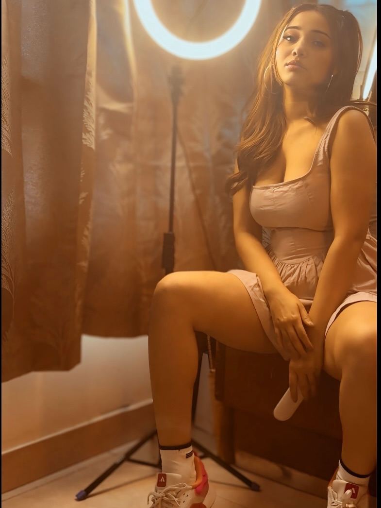 Priya Mishraa Sitting Bold In Lavender Mini Dress