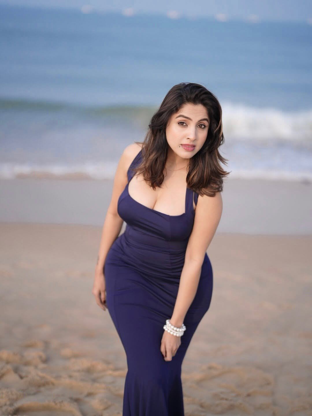 Priyanka Kholgade Hot Blue Dress Curves Display