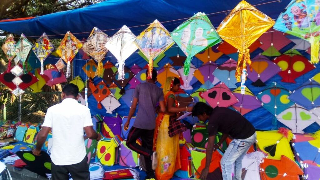 Public awareness message on Sankranti kite flying safety and dangers of banned manja strings