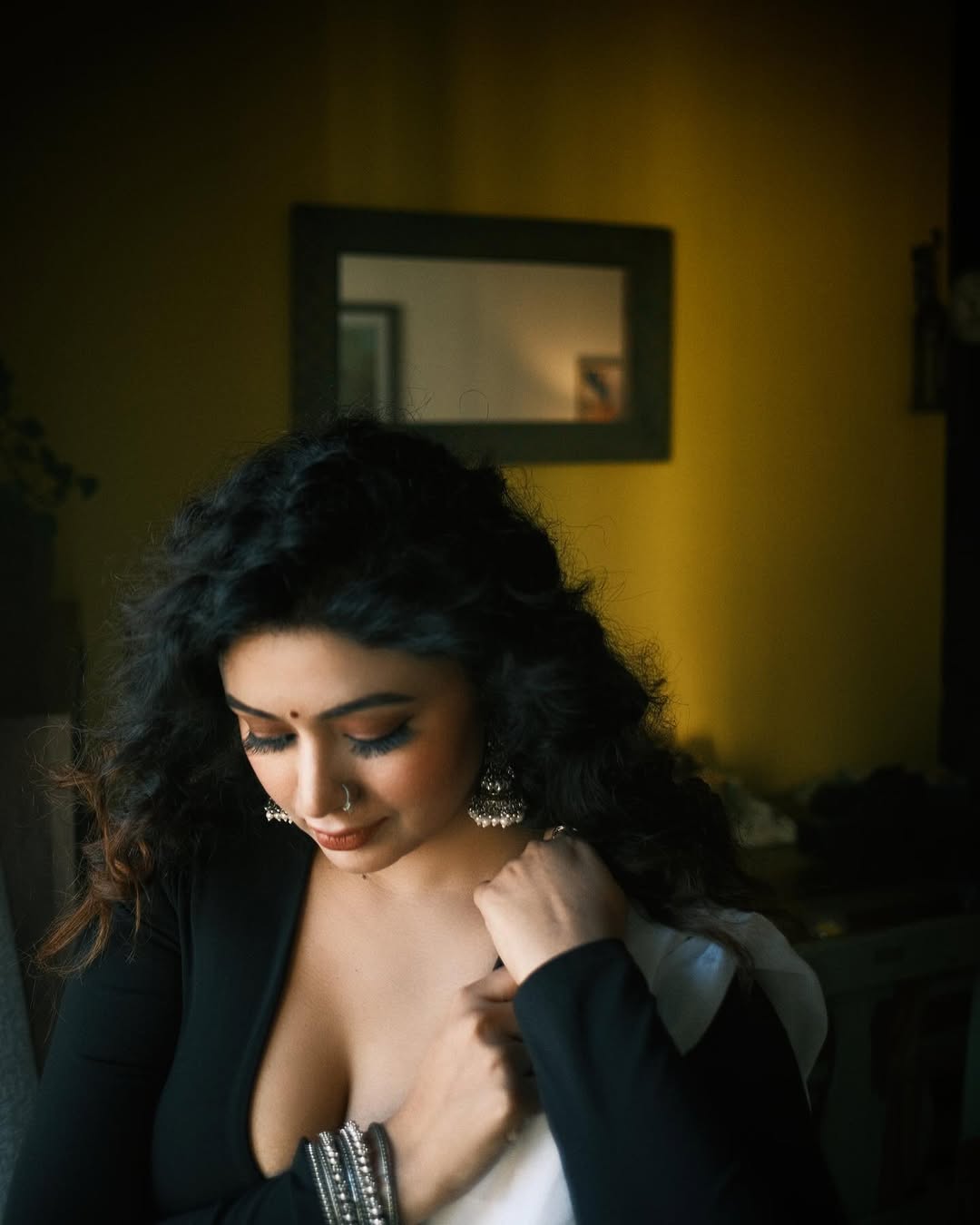 Ritabhari Chakraborty Posing In White Saree Art