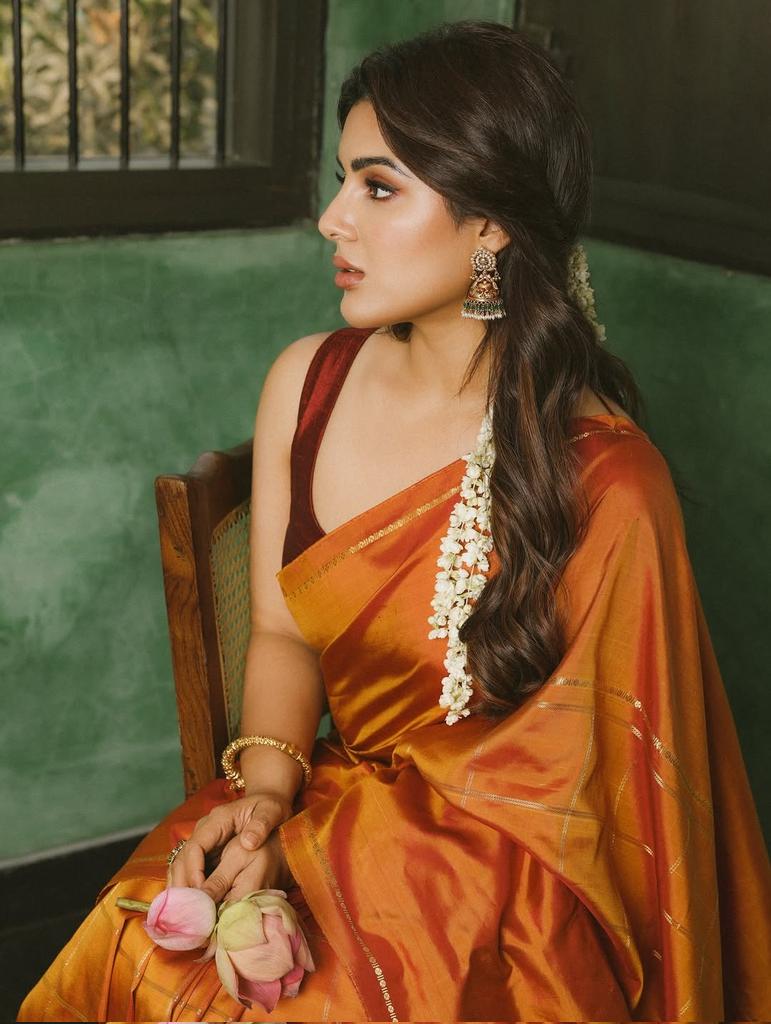 Actress Samyuktha Menon In A Traditional Silk Wrap