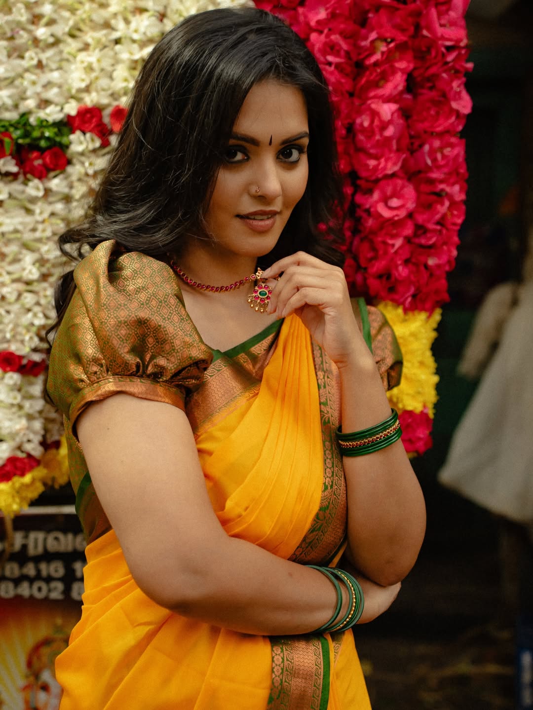 Swathishta Krishnan Intense Gaze Saree Portrait