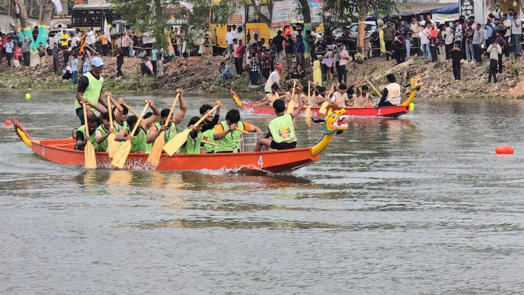 Viral Sankranti boat race celebrations in Atreyapuram, Konaseema, Andhra Pradesh