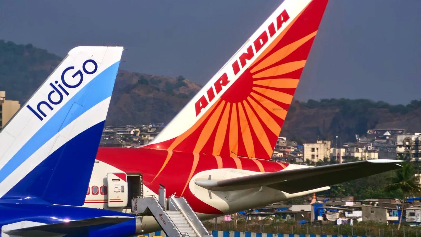 Air India and IndiGo aircraft