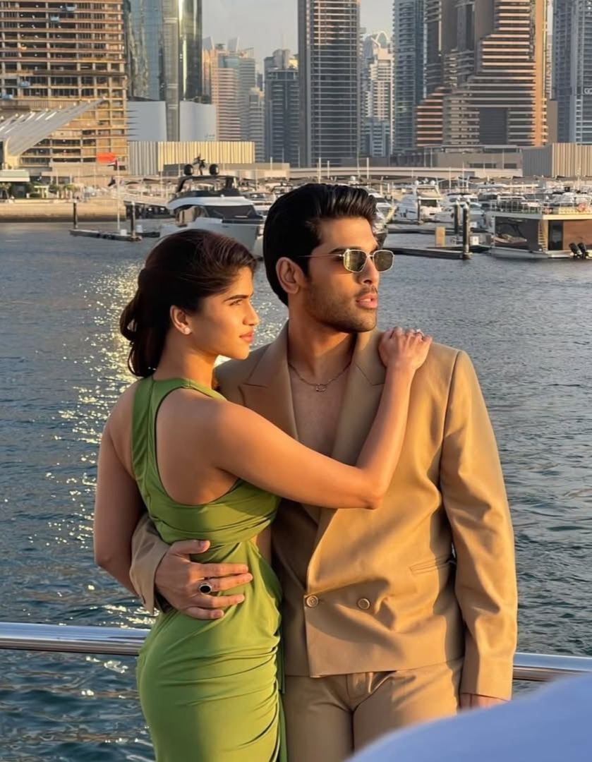 Allu Sirish And Nayanika Pose By Dubai Marina