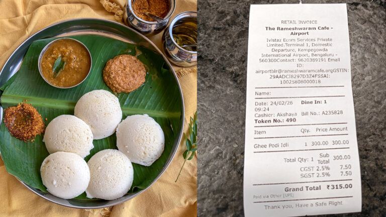 ₹315 idli bill at BLR Airport