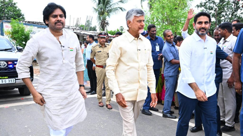 Chandrababu Naidu, Pawan Kalyan and Nara Lokesh showing unity in Andhra Pradesh coalition government