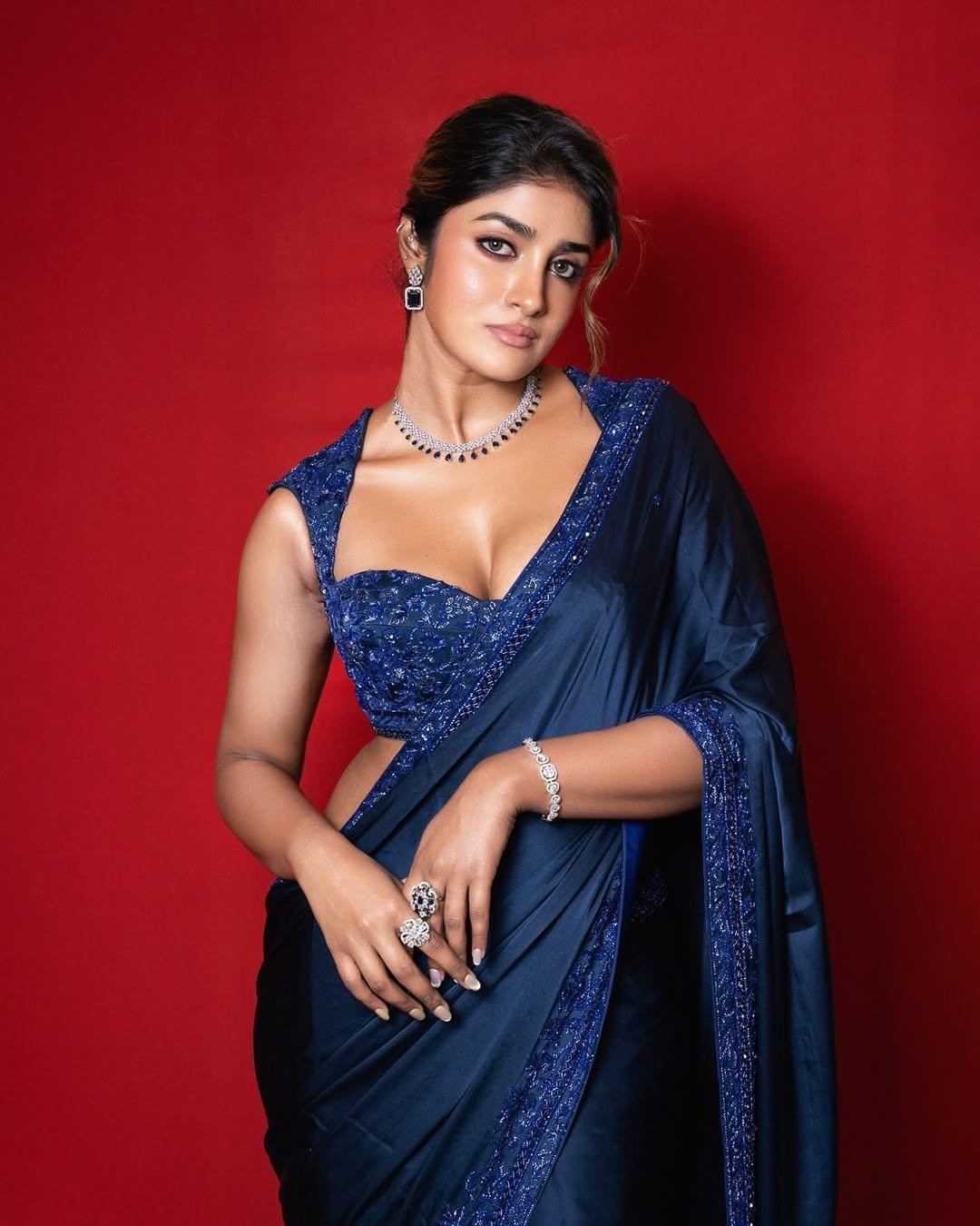 Dimple Hayathi Elegant Blue Blouse Shot