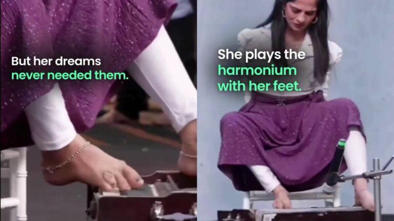 disabled artist playing harmonium