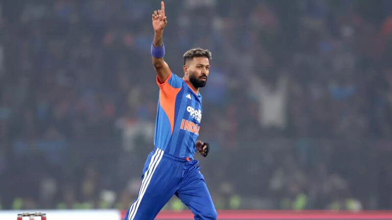 Hardik Pandya in T20 action for India