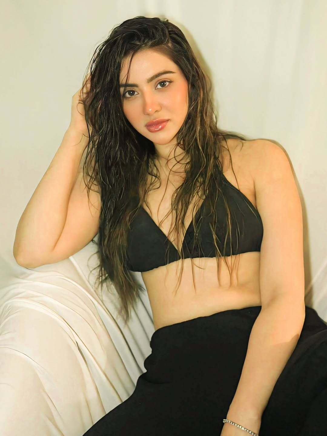 Hritiqa Chheber Posing Boldly In Black Trousers