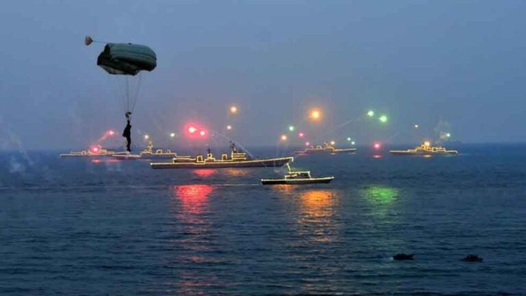 International Fleet Review with Indian and foreign warships displayed at Visakhapatnam coast