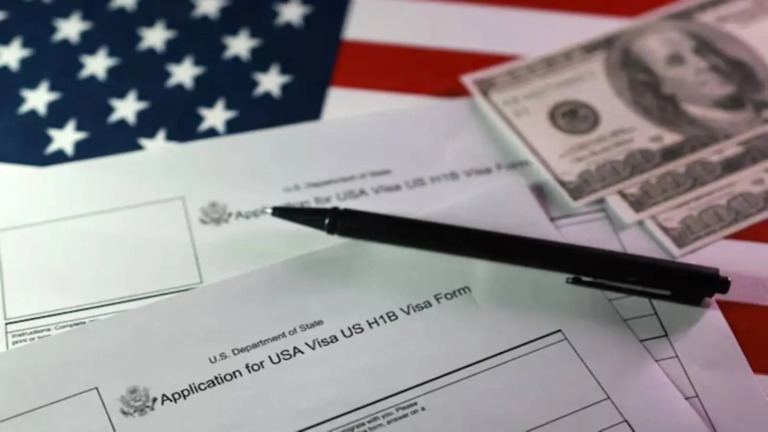 International student working on laptop