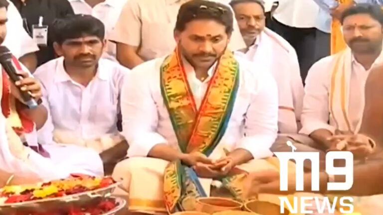 Jagan Mohan Reddy performing Hindu rituals at a temple amid Tirumala controversy