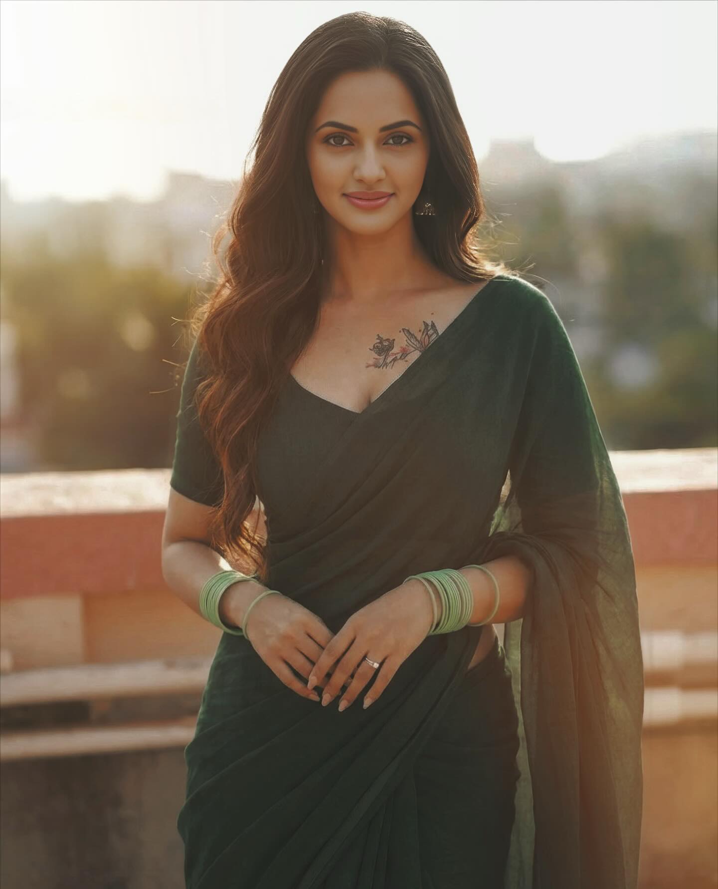 Soft Expression Paired With Bold Saree Draping
