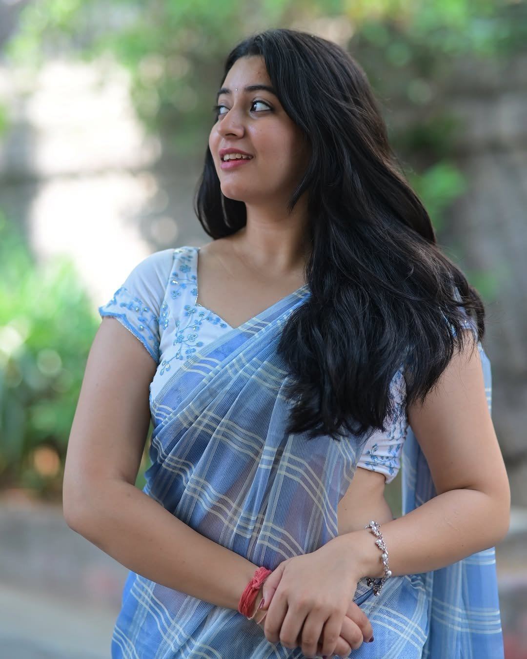 Sudha Smiling Brightly In Checkered Ethnic Wear