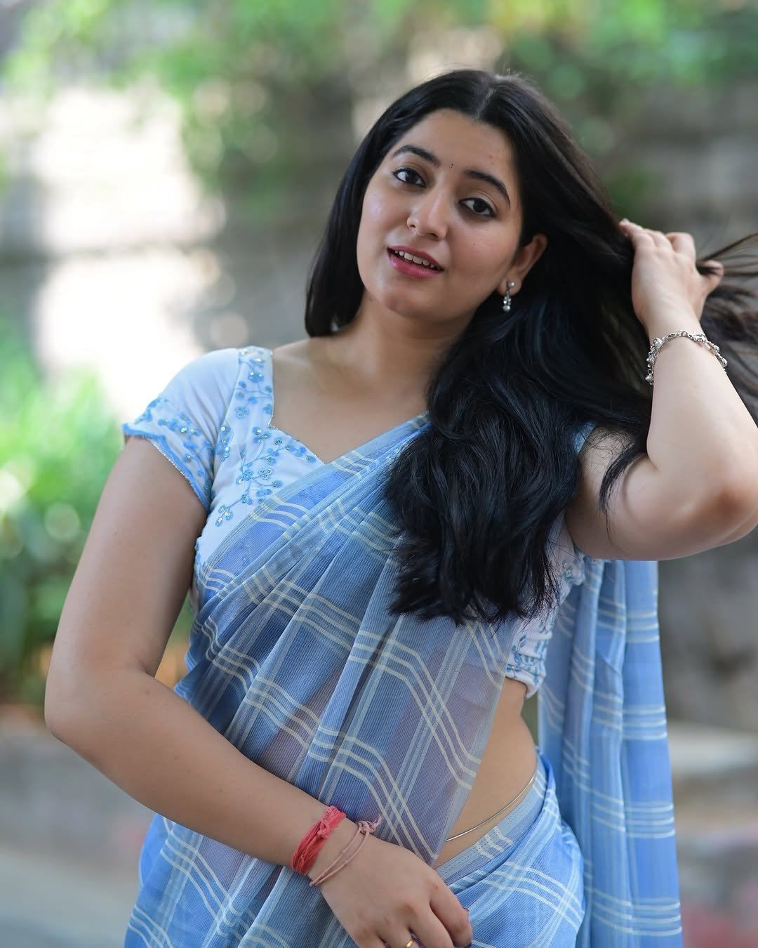 Bold Poses By K Sudha In Stylish Blue Blouse