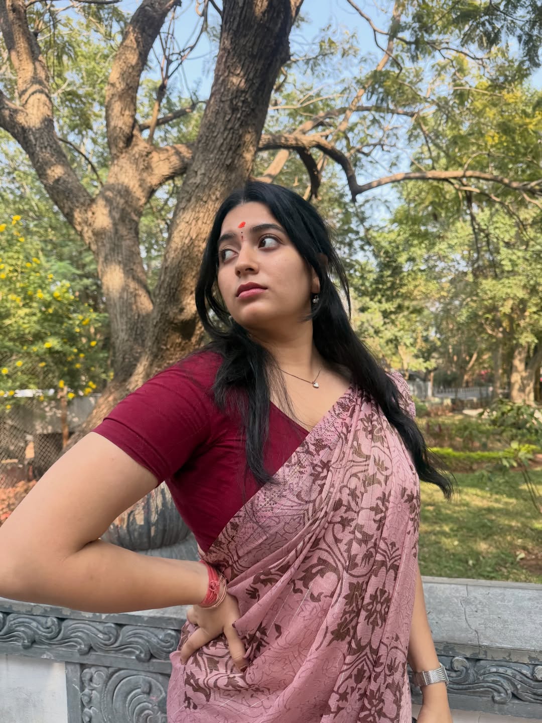 K Sudha Flaunting Grace In Maroon Blouse Fit