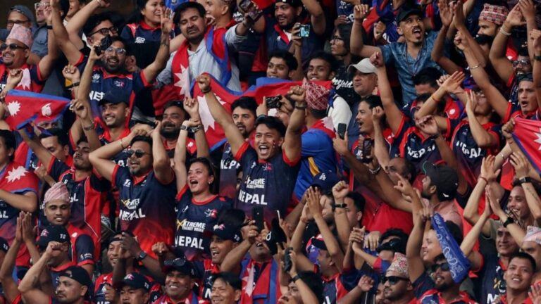 Nepal fans waving flags at Wankhede